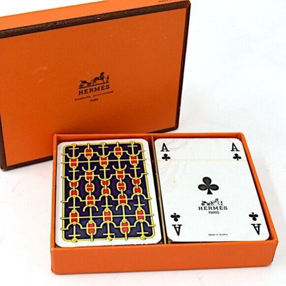 Hermes Other - Authentic HERMES Designer Playing Cards Set w/ Box 2 Decks Vintage Game Poker